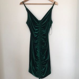 fashion Nova velvet night dark green dress